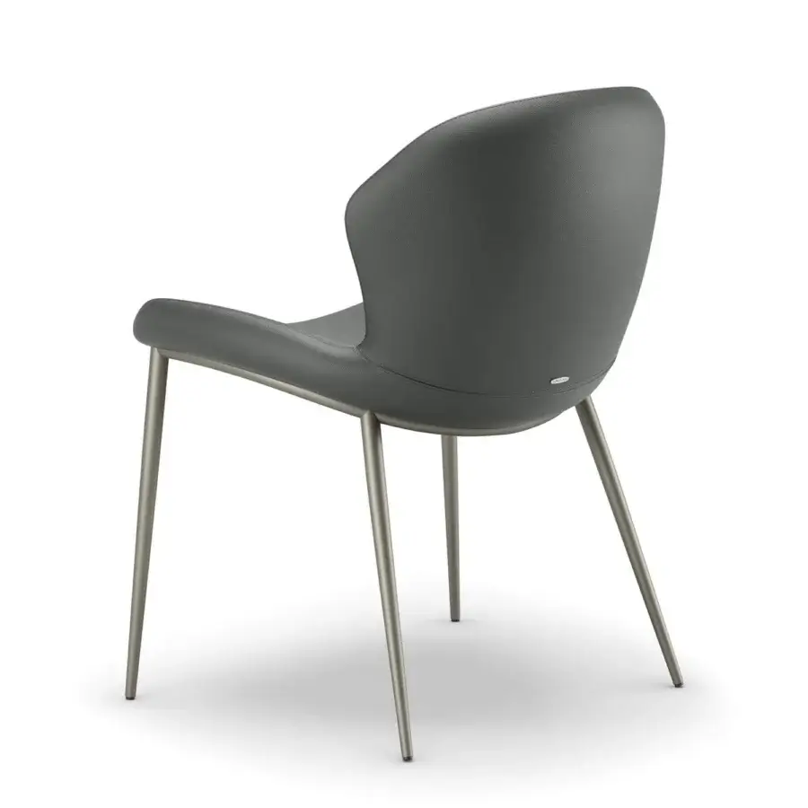 Exclusive Cattelan Italia Rachel ML chair with dark gray shell and seat crafted in embossed lacquered steel with ergonomic curves