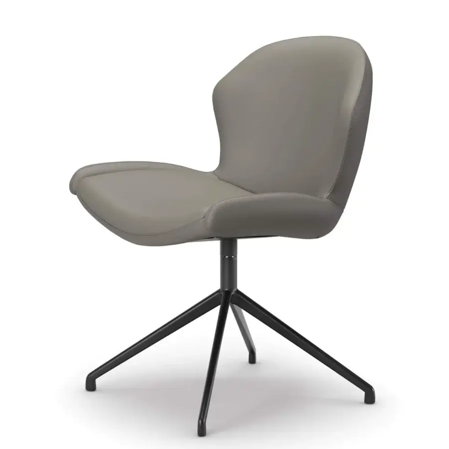 Exclusive Cattelan Italia Rachel turn chair with matte gray synthetic upholstery and a black swivel base