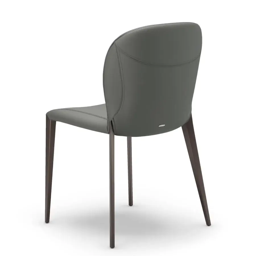 Distinguished Cattelan Italia Nancy ML chair with muted gray synthetic upholstery and matte metal slender legs