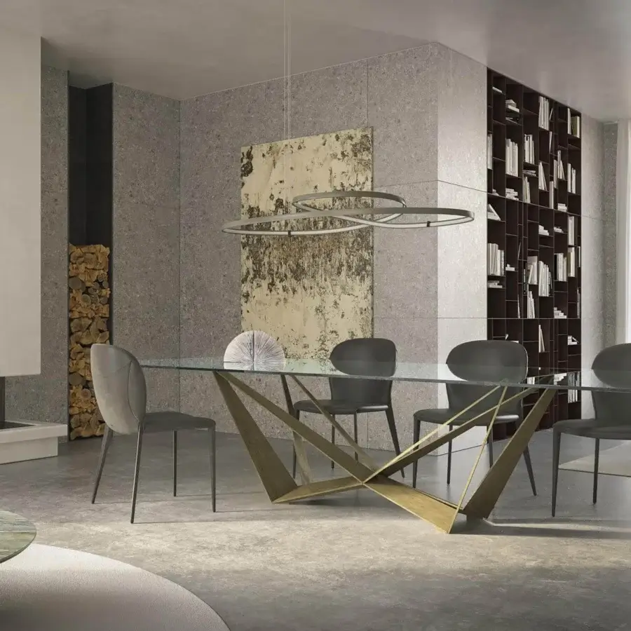 Exceptional Cattelan Italia Nancy chair with sinuous curves and fully upholstered gray textile, built with slender dark metal legs