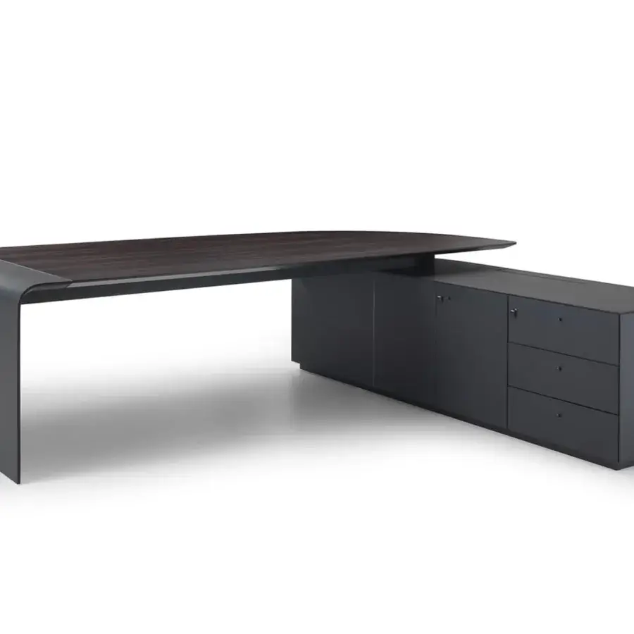 Innovative 4 Mariani Siena desk crafted in dark wood with a smooth matte lacquered finish and cantilevered surface