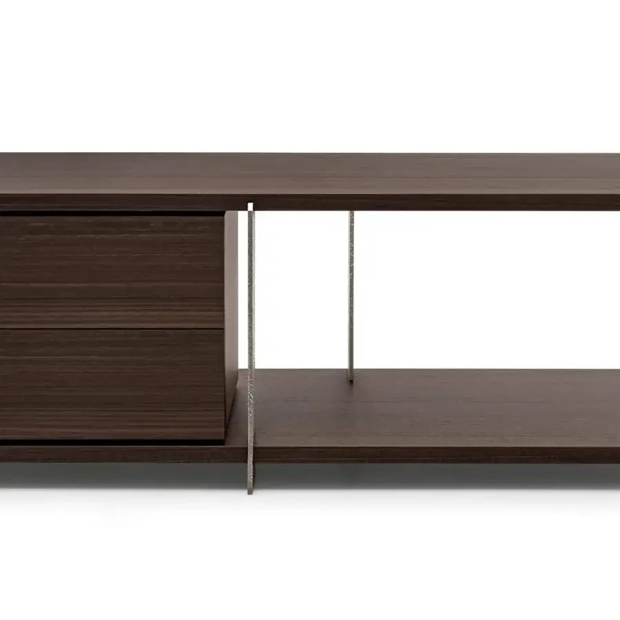 Superior Arketipo Wall Street console with dark brown wood and light gray metal legs crafted in Italy