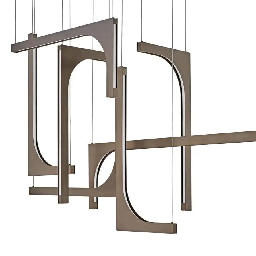 Superior Arketipo Untitled suspension lamp with interconnected linear components in muted bronze metallic finish