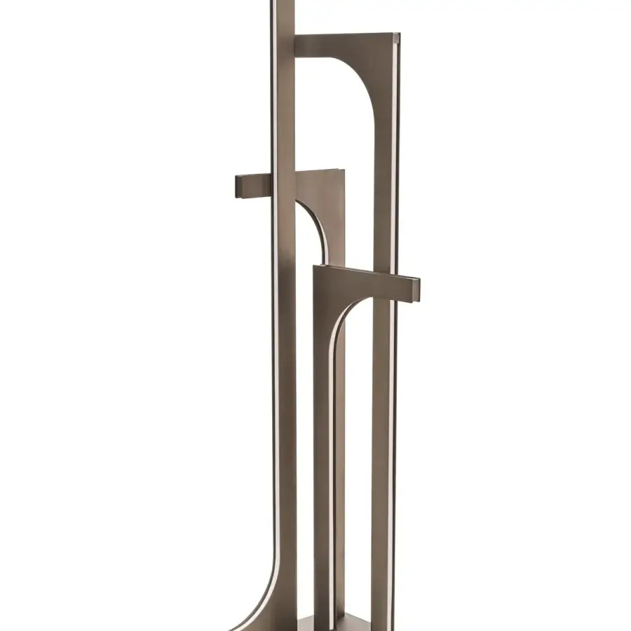 Distinguished Arketipo Untitled floor lamp with geometric shapes in a bronze-toned finish and integrated light strips