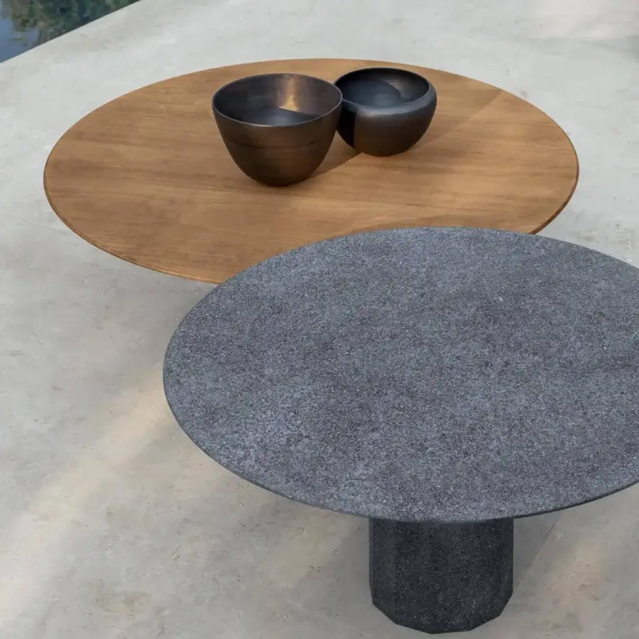 Superior Talenti Salinas coffee table with dark gray concrete-like material and textured matte finish
