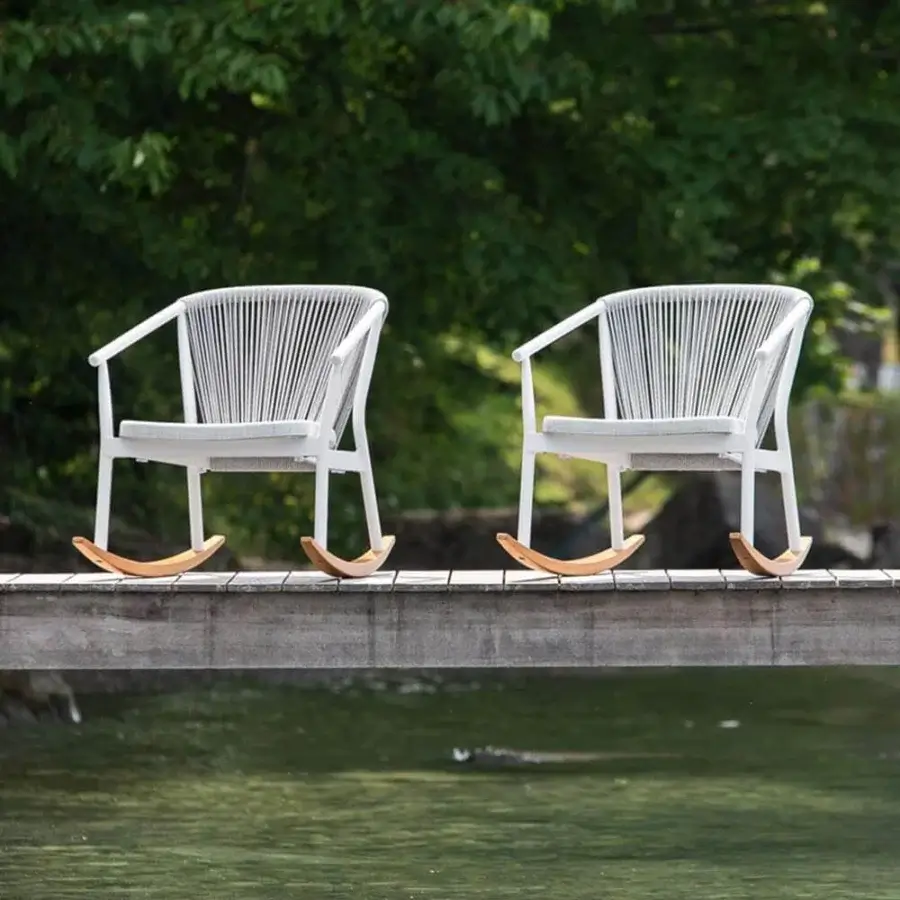 Exceptional Varaschin Smart rocking lounge chair with durable VAR#TEX mesh and powder-coated aluminum frame