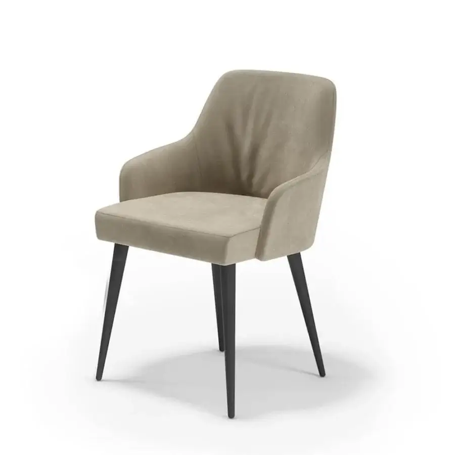Exceptional Reflex Comfort chair with neutral beige fabric upholstery and dark-toned matte metal legs