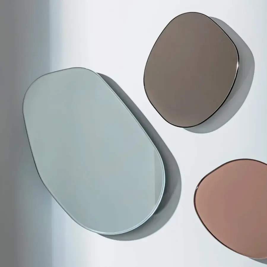 Exceptional Sovet Italia Gocce Di Rugiada mirror crafted with tinted glass and polished edges in organically shaped designs