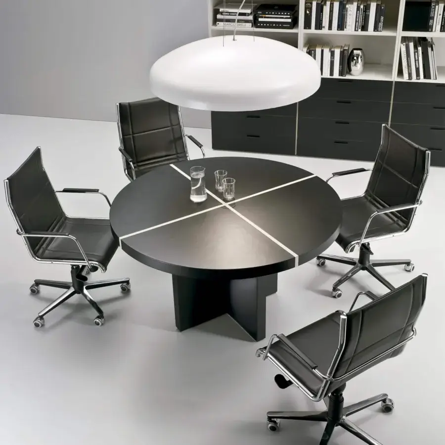 Superior 4 Mariani Blade table with dark brown wood and lighter stripe in glossy finish