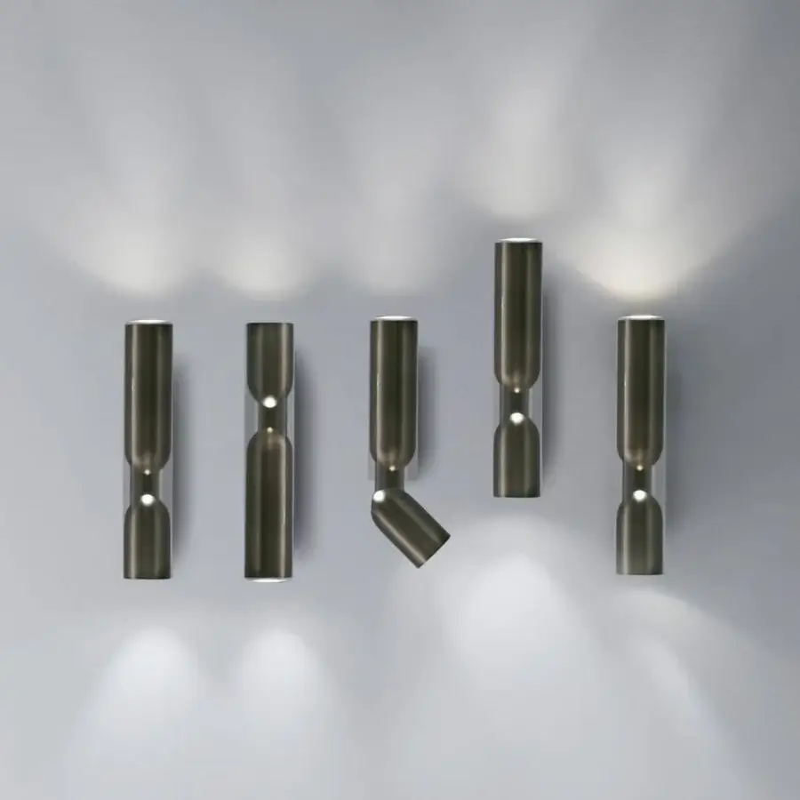 Exclusive Penta Clash wall lamp with glass and metal, a matte black finish and adjustable cylindrical form