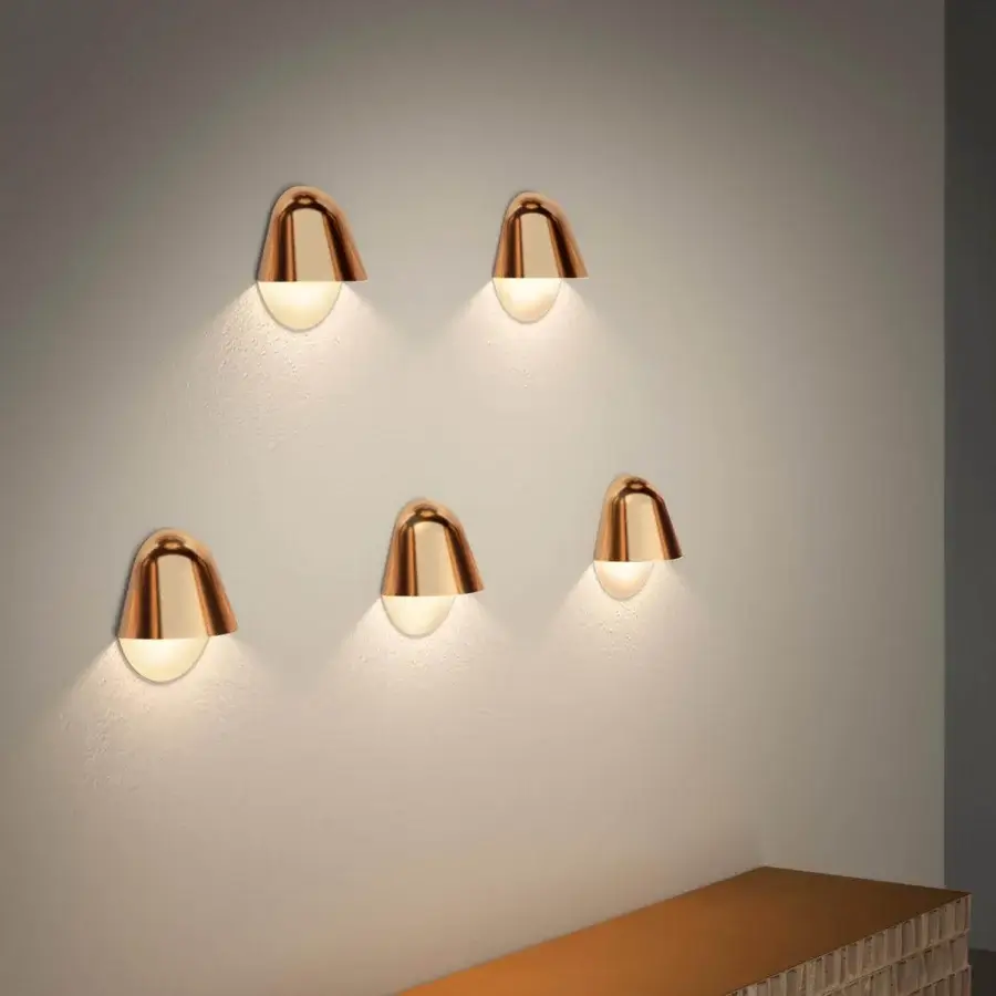 Refined Penta Enoki wall lamp crafted in metal with a matt varnished finish exhibiting a contemporary U-shaped design for versatile illumination