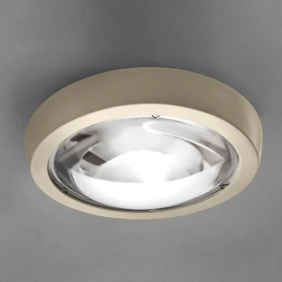Distinguished Lodes Nautilus spot ceiling lamp with a pale beige outer ring and polished concave metal reflector crafted with a matte finish