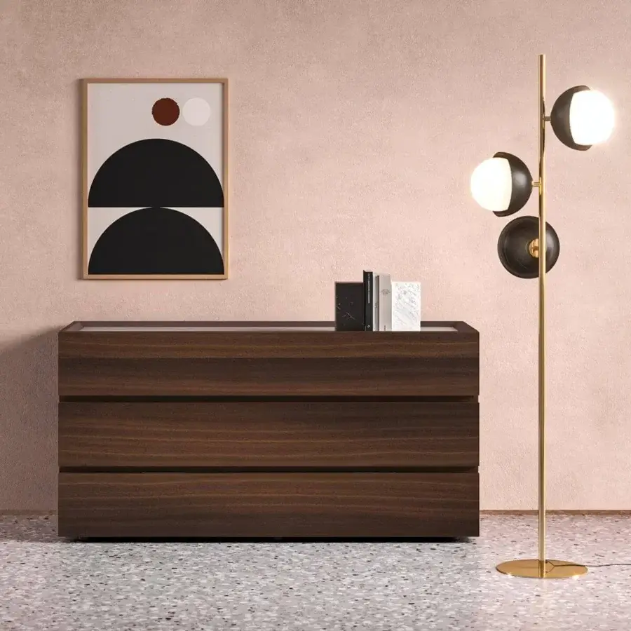 Distinguished Presotto Sibari dresser with solid wood construction, a satin finish and natural wood grain