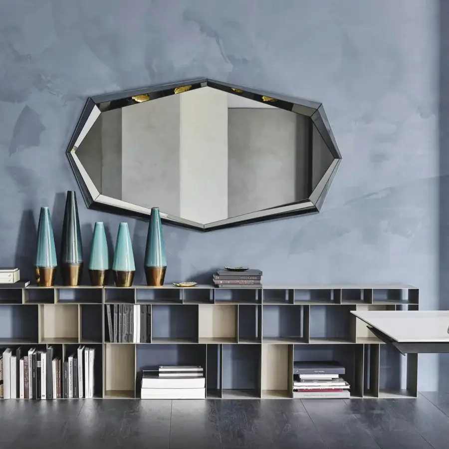 Superior Cattelan Italia Emerald mirror with a fully mirrored frame and fumé glass accents