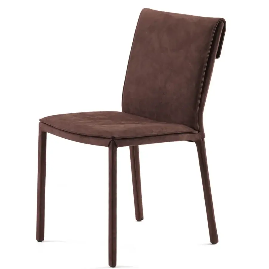 Distinguished Cattelan Italia Isabel chair with brown textile upholstery and a matte finish, showcasing a gently curved backrest design
