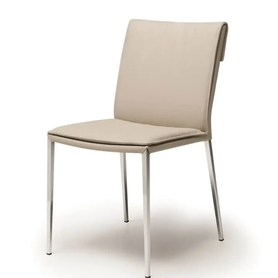 Superior Cattelan Italia Isabel chair with light beige synthetic upholstery and polished steel legs
