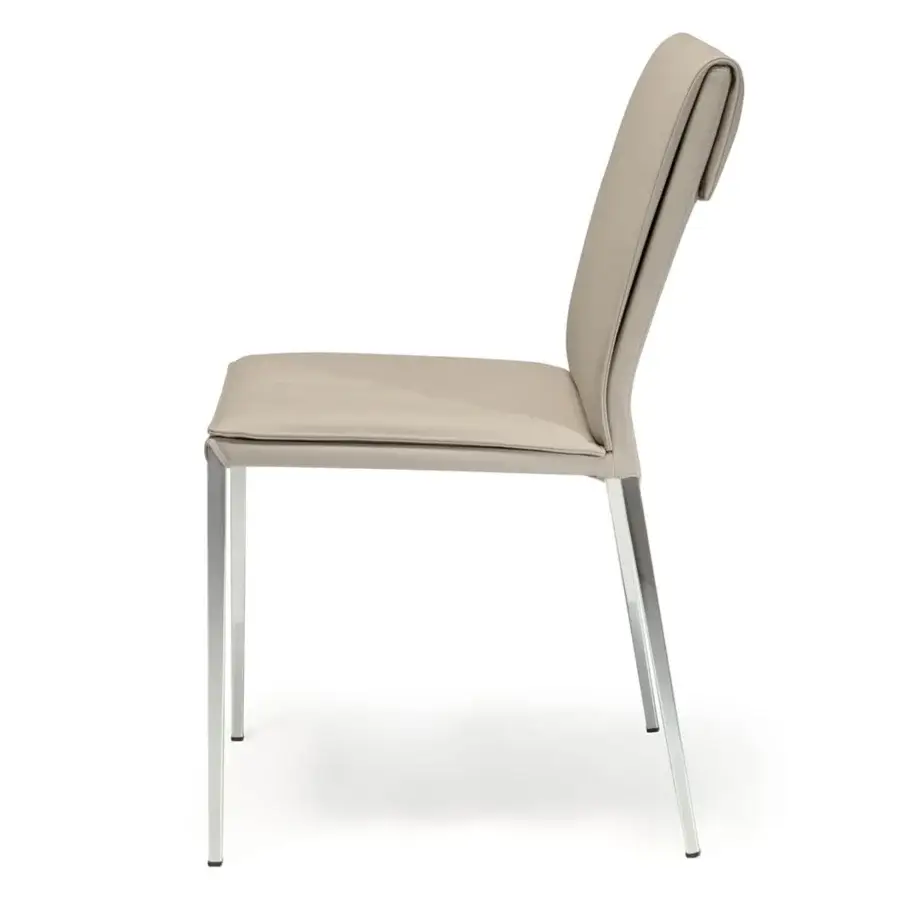 Captivating Cattelan Italia Isabel chair with light beige smooth material and slender exposed steel legs