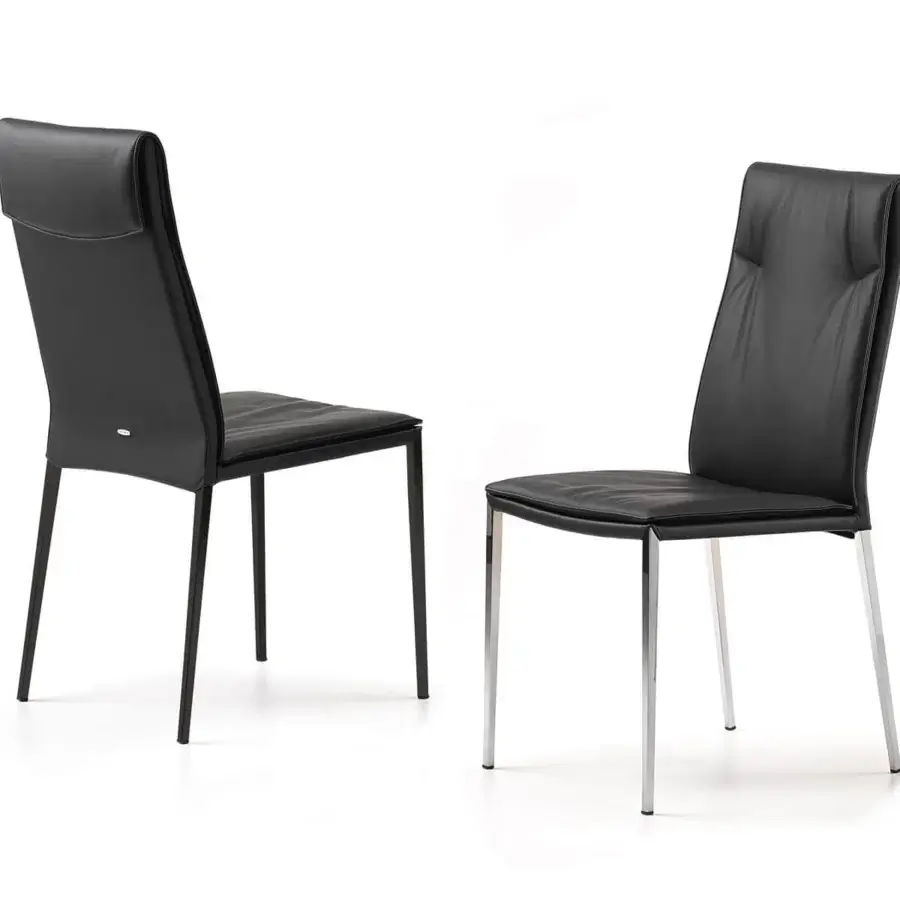 Elegant Cattelan Italia Isabel chair with black synthetic upholstery and black metal legs embodies comfort