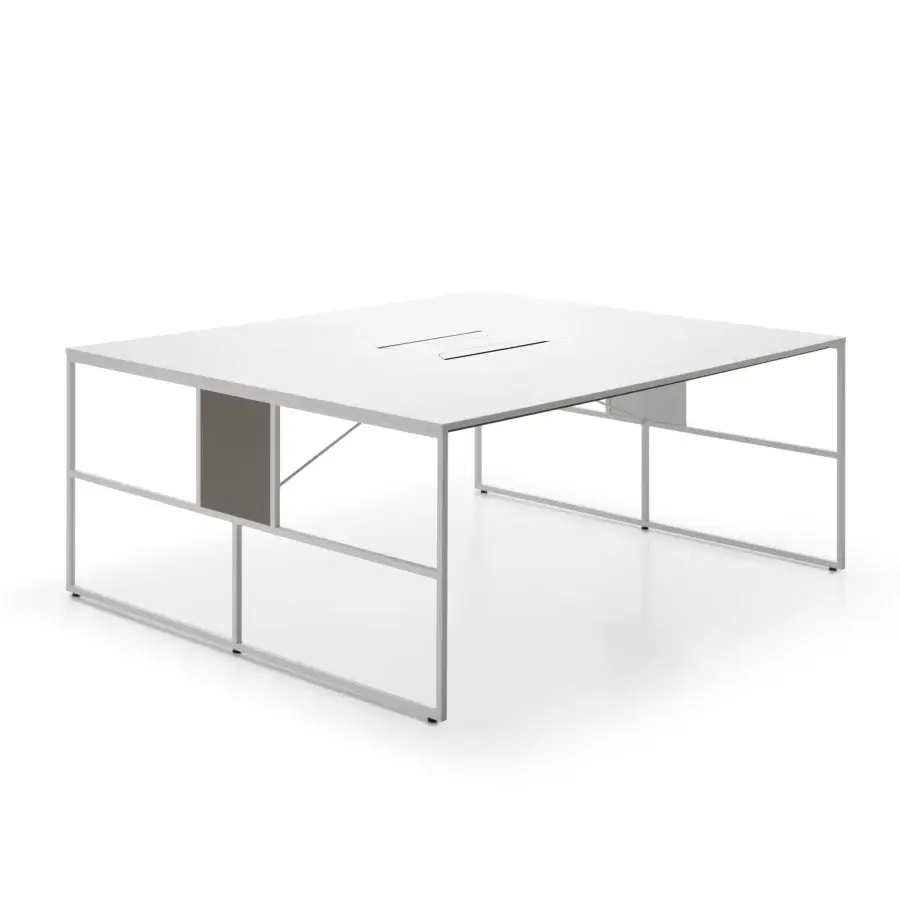 Exceptional MDF Italia 20.Venti desk crafted with matte white epoxy powder-coated steel and refined melamine top