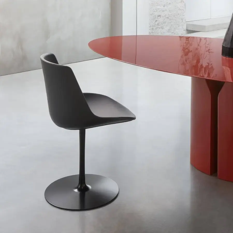 Superior MDF Italia Flow chair crafted in Italian Nuvola leather with a smooth matte finish and high-end aluminum base