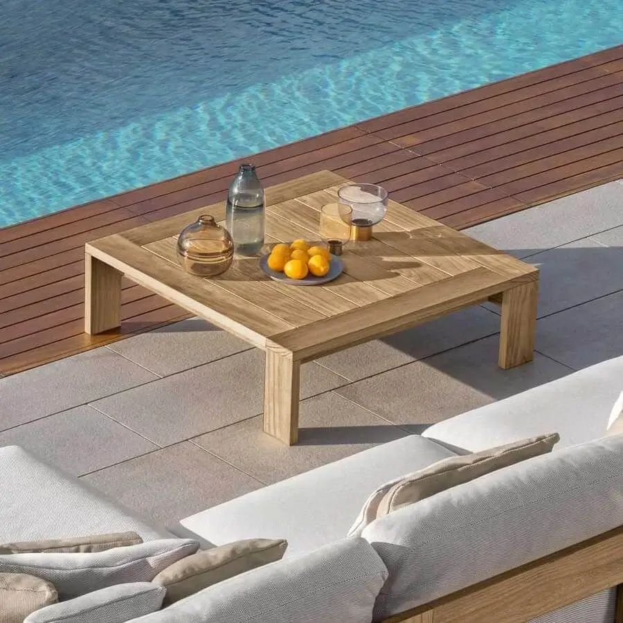 Exceptional Talenti Argo Wood coffee table crafted from weather-resistant accoya wood with a light brown finish
