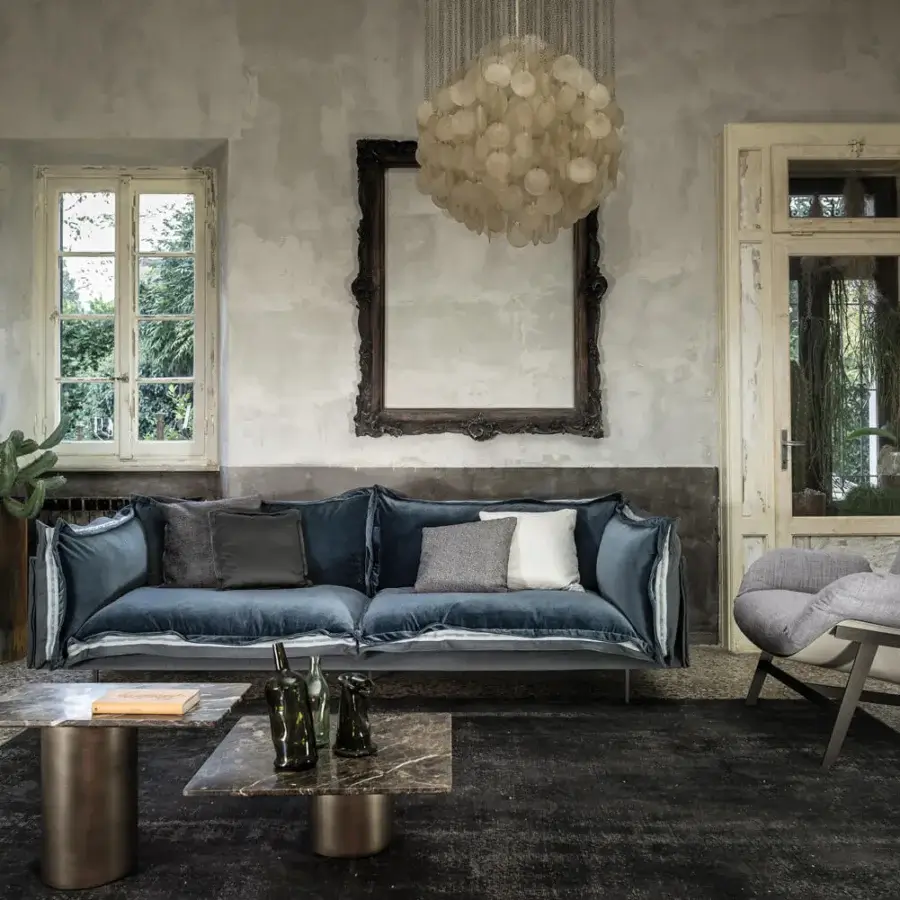 Distinguished Arketipo Petra coffee table with matt Emperador marble top and bronze finished metal base