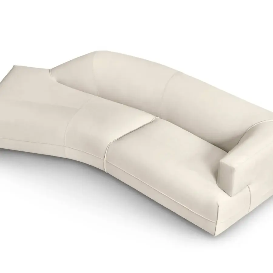 Exclusive Arketipo Starman sofa crafted in Italy with light tone fabrics and smooth finish presenting elegant contours