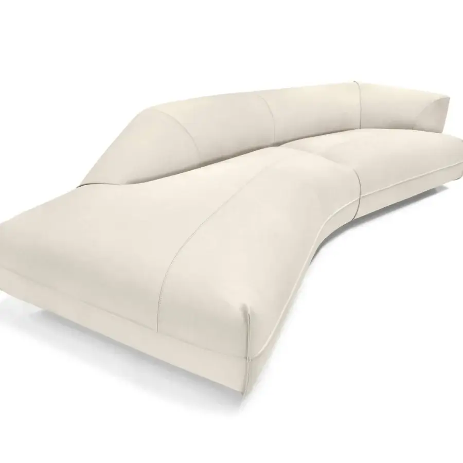 Elegant Arketipo Starman sofa with organic curves and a smooth matte finish in light cream fabrics or leathers