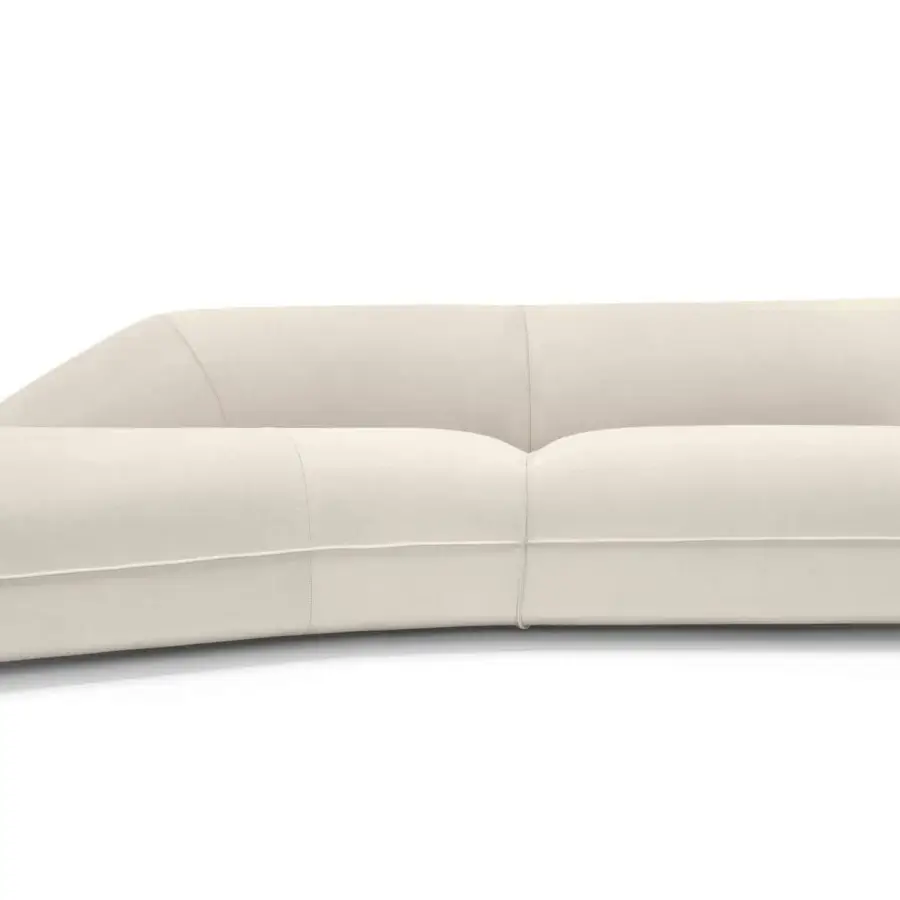 Superior Arketipo Starman sofa with a low curved silhouette and matte off-white textile crafted with wood and plastic