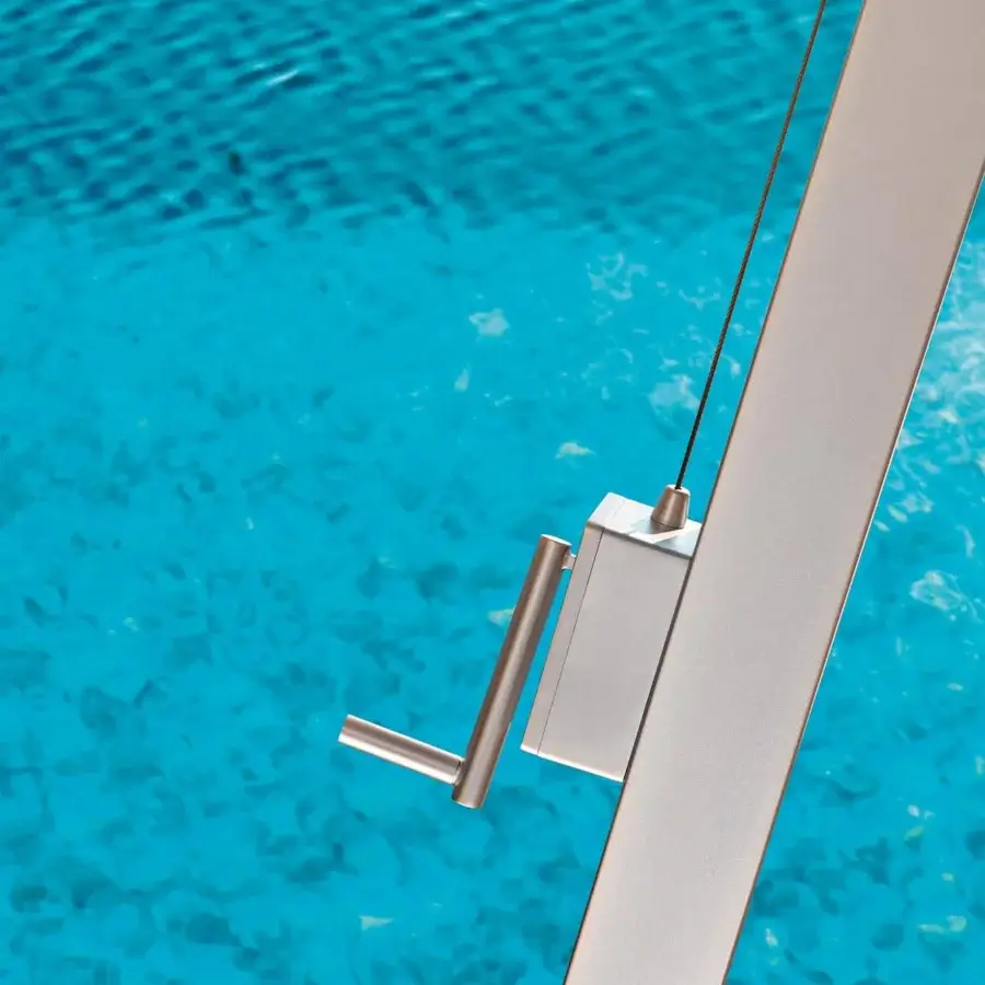 Distinguished Varaschin Copacabana umbrella with aluminum and 304 ep stainless steel structure in a matte finish