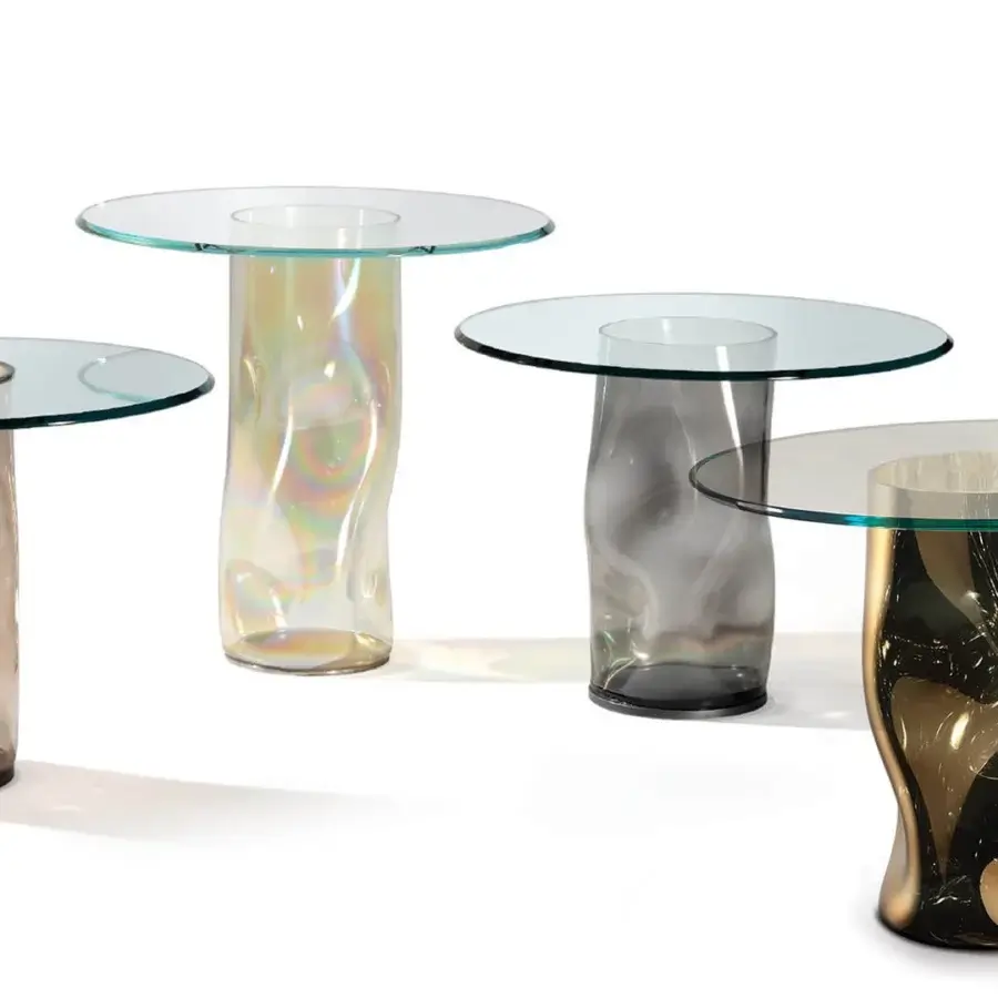 Captivating Reflex Dandolo side table with transparent Murano glass base and beveled glass top