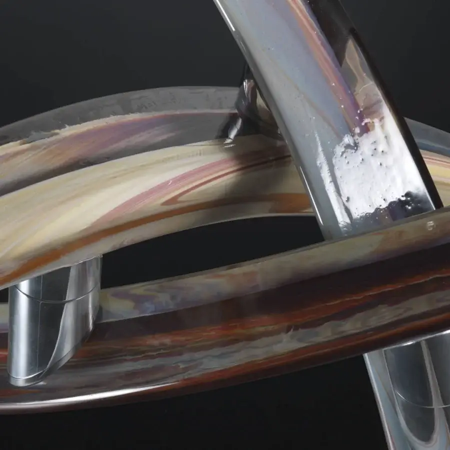 Captivating Reflex Fili D'Erba table with a Murano glass base in Calcedonio finish and interlaced beige, brown, purple hues