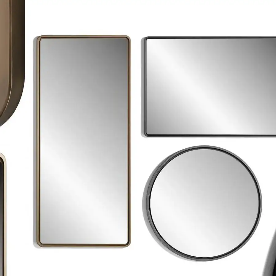 Distinguished Reflex Oh Frame mirror crafted in Italy with bronze-colored metal and extra clear glass featuring a glossy finish
