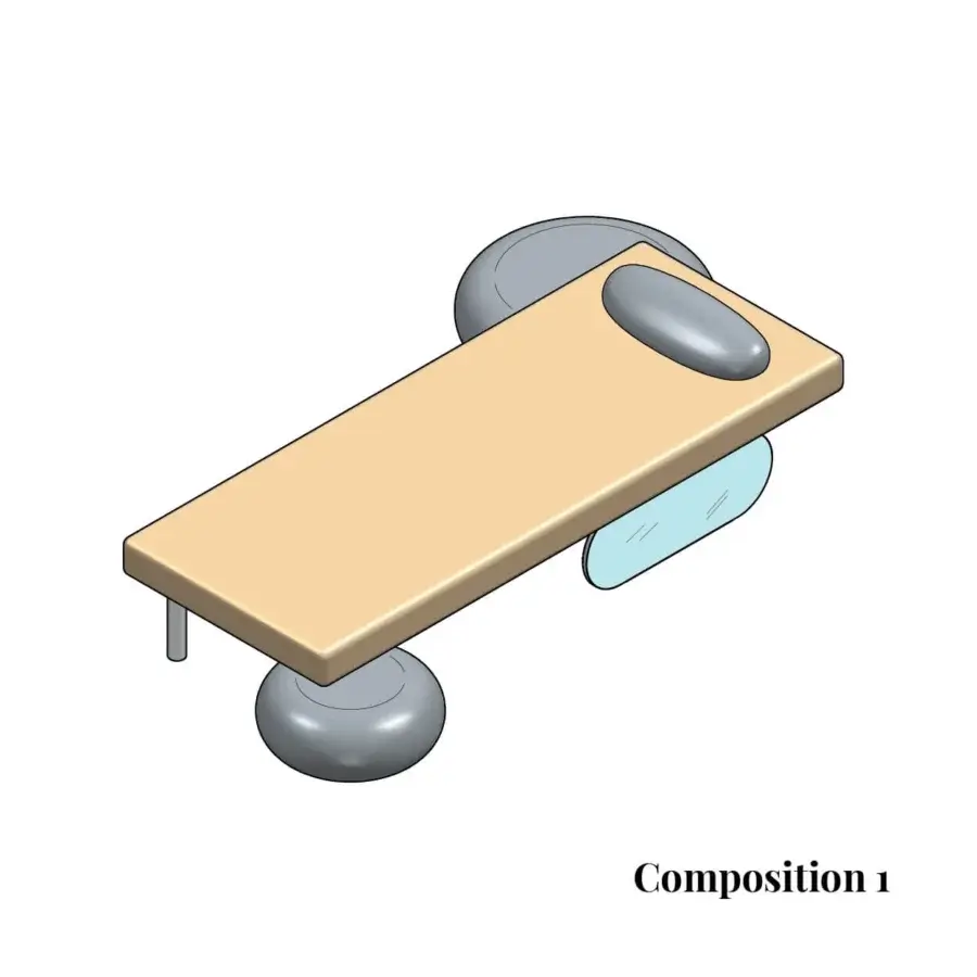 Exceptional Varaschin Wellness Therapy single bed with light tan platform and integrated light blue element resting on gray supports