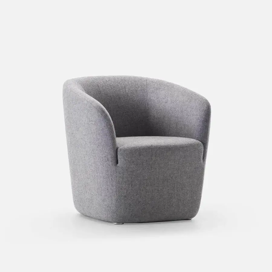 Elegant LaCividina Dep lounge chair with medium gray fabric upholstery and matte finish crafted with wood