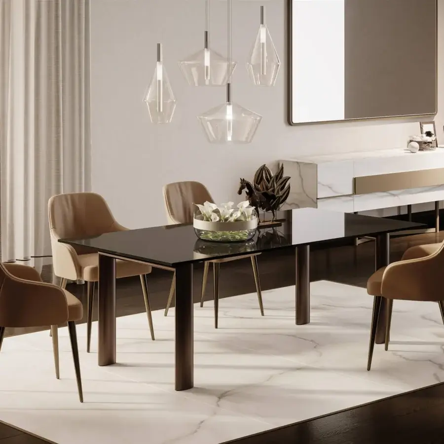 Luxury Reflex 24 Gradi suspension lamp crafted in transparent blown glass with polished steel support and warm LED illumination