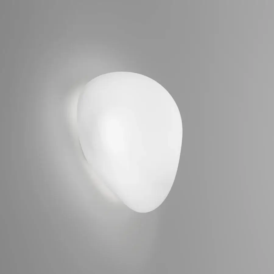 Distinguished Vistosi Neochic wall lamp with smoothed organic form crafted in refined matt white glass and glossy white metal parts