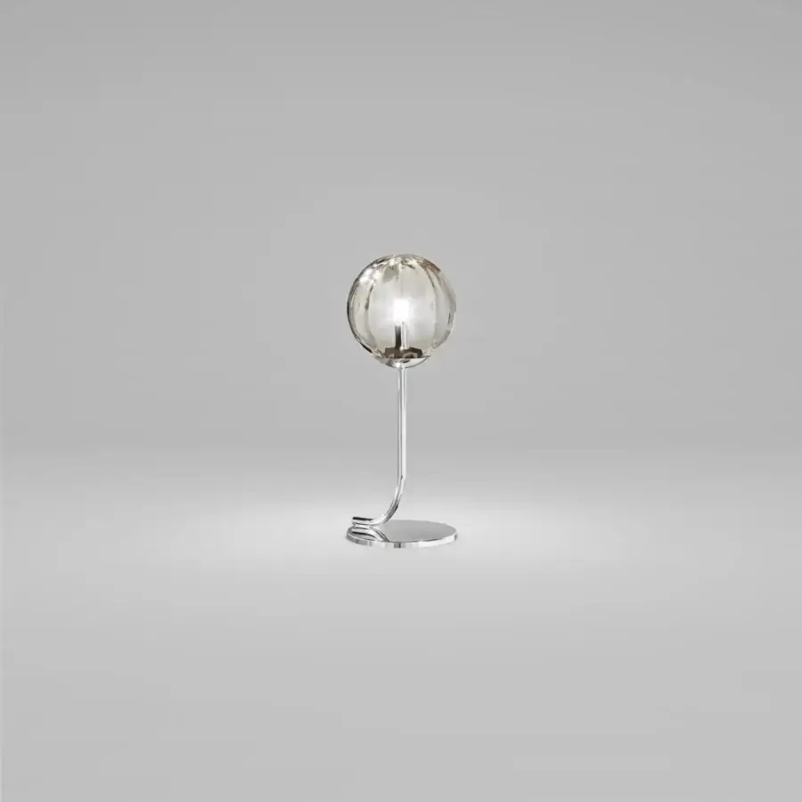 Distinguished Vistosi Puppet table lamp with irregularly lined dégradé blown glass lampshade and glossy chrome metal parts