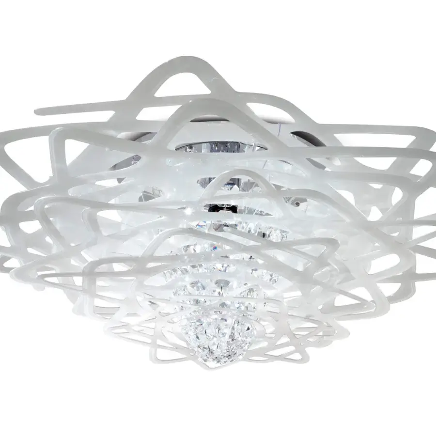 Captivating Slamp Aurora ceiling lamp with an organic multidirectional silhouette in white and a glossy finish