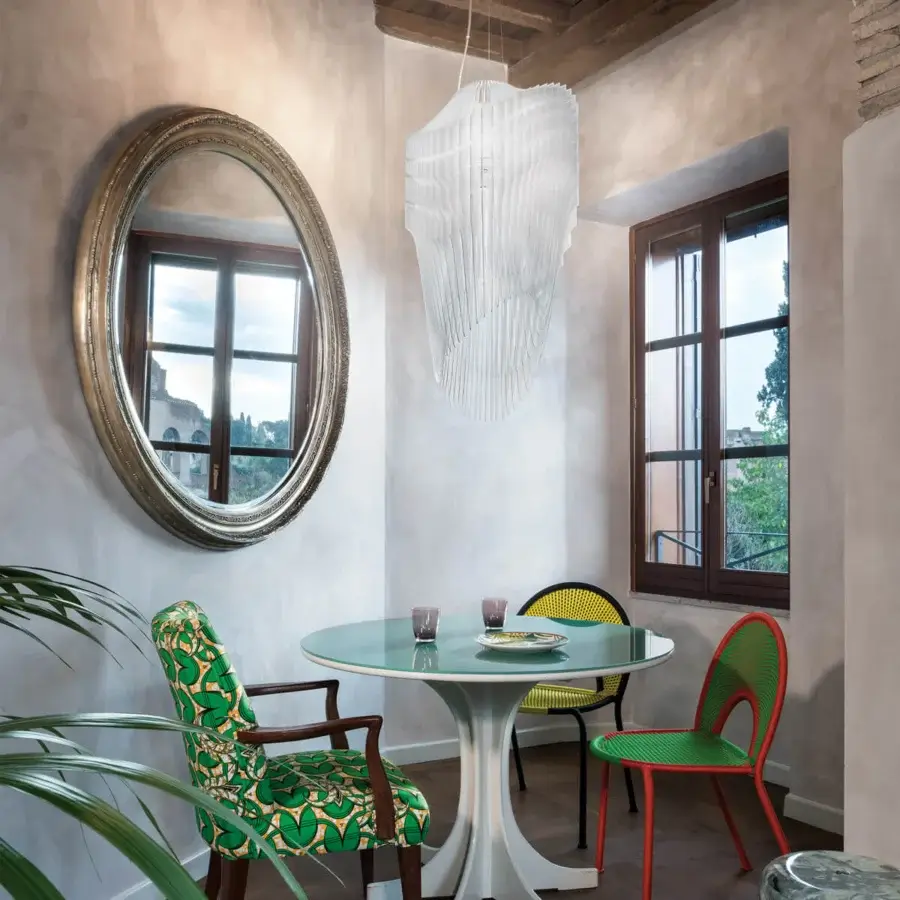 Exceptional Slamp Avia suspension lamp transforms light with fifty diverse Cristalflex® layers in bright white
