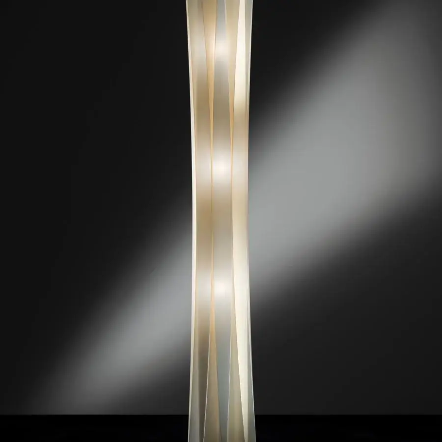 Superior Slamp Bach floor lamp crafted in white Opalflex® with layered illumination and rigorous geometric curves