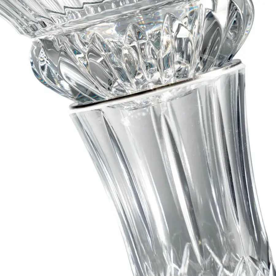 Distinguished Reflex Palazzo Ducale side table built in engraved crystal elements with a mirror glass plinth and beveled glass top