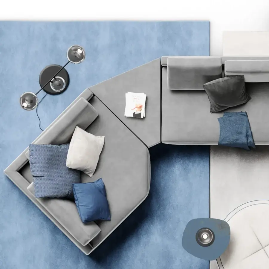 Exclusive Reflex Adone coffee table with cool blue-gray Marble glass and refined matte finish crafted in Italy