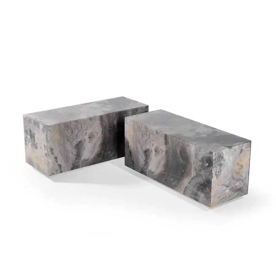 Elegant Reflex Adone coffee table with Marble glass showcasing dynamic swirls of white, black and gold within a wooden structure