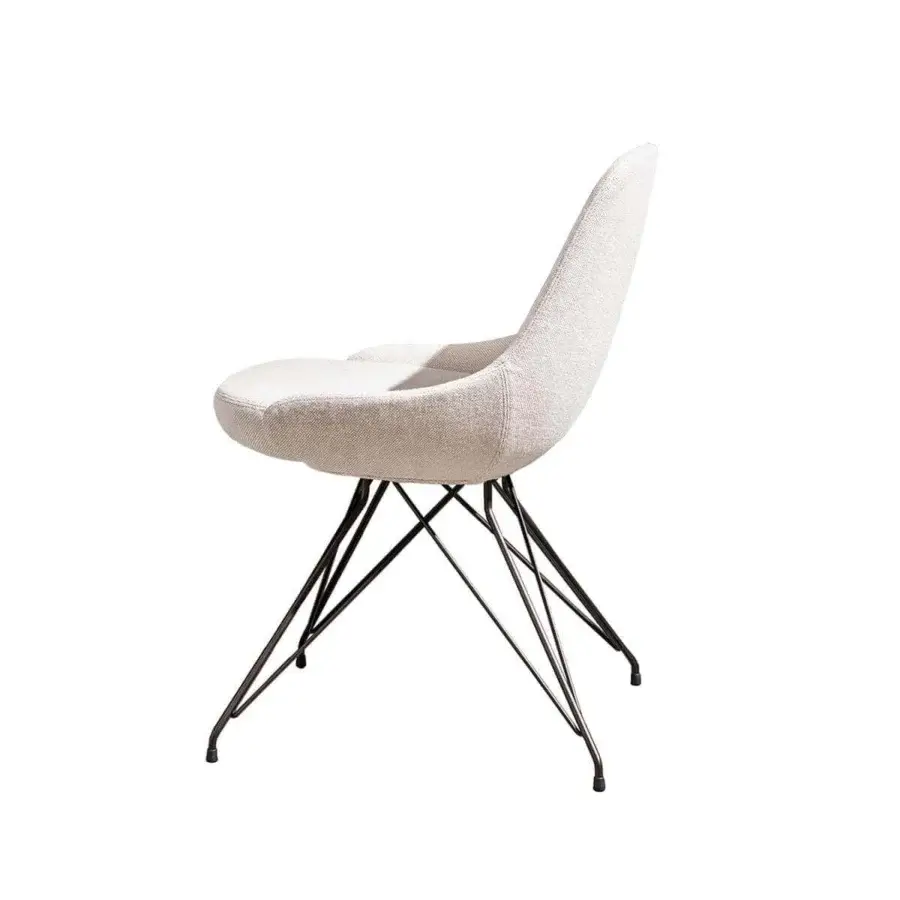 Exceptional Sovet Italia Cadira armchair with off-white upholstery and matte lacquered metal wire base