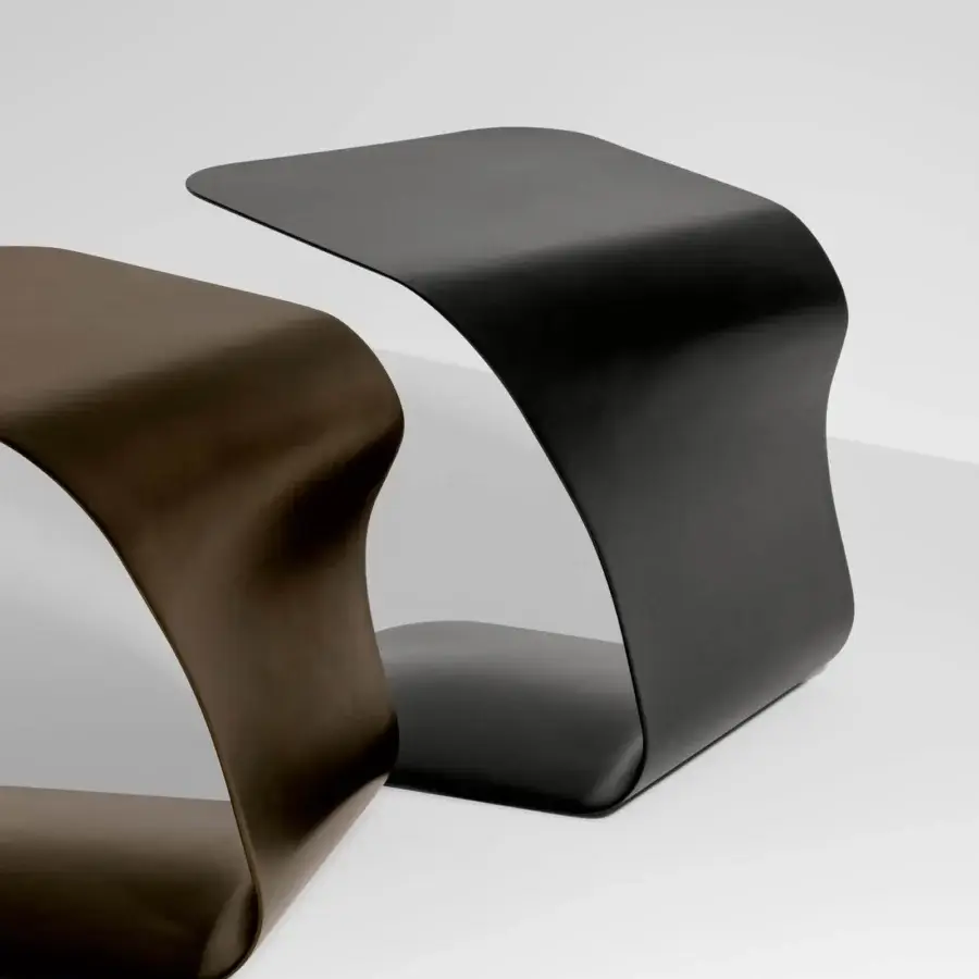Harmonious Bonaldo Duffy side table crafted from high-density lacquered polyurethane in black and brown with a matte finish
