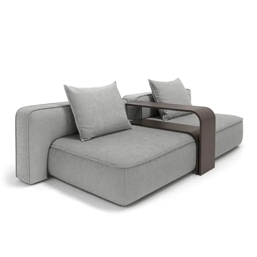 Distinguished Arketipo Back Pack sofa with light gray woven textile and dark brown wooden frame crafting a comfortable seating experience