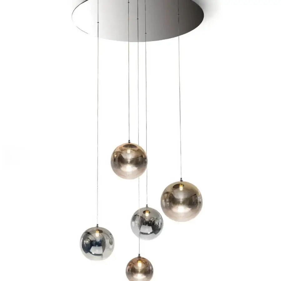 Exclusive Reflex Bulles XL suspension lamp with suspended borosilicate glass spheres in bronze, silver, gold and copper finishes