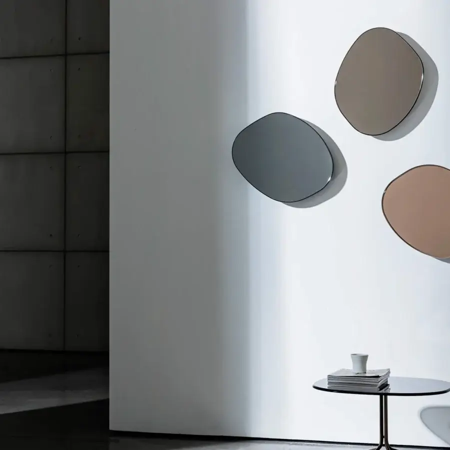 Superior Sovet Italia Gocce Di Rugiada mirror crafted in medium gray extra-light mirrored glass with a polished round edge