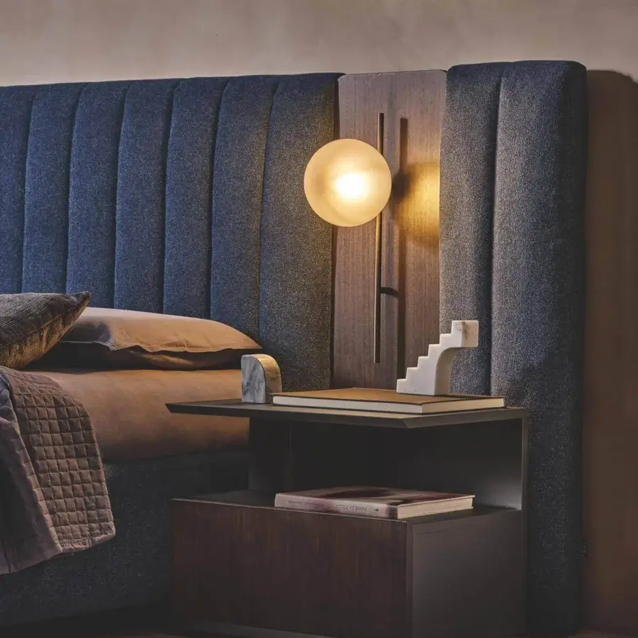 Exceptional Ditre Italia Eric nightstand with a side shelf and door in lacquered particle board with a dark matte finish